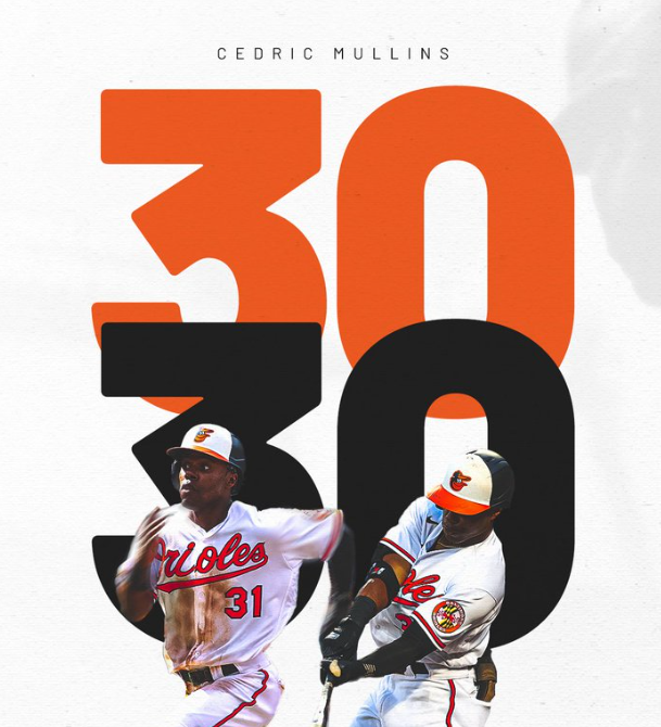 30本塁打30盗塁を達成したセドリック・マリンズ
